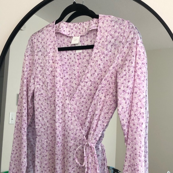 H&M Dresses Pink Floral Flowy Long Wrap Dress Poshmark